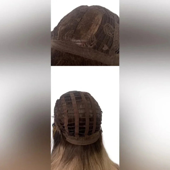 26 Inch Balayage Blonde and Brown hair wavy Wig with bangs daily wear - Picture 4 of 10